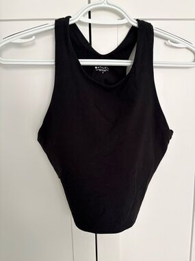 Athleta Black High-Neck Racerback Crop Tank